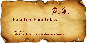 Petrich Henrietta névjegykártya